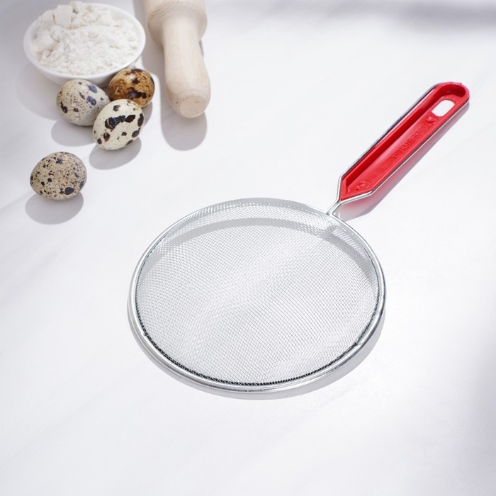 Сито для просеивания Доляна «Хозяюшка», d=14 см, цвет красный Сито для просеивания Доляна «Хозяюшка», d=14 см, цвет красный