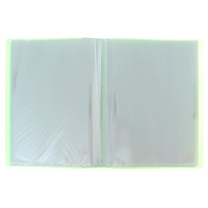 Папка с 30 вкладышами А4, 500 мкм, Calligrata, неон, салатовая Папка с 30 вкладышами А4, 500 мкм, Calligrata, неон, салатовая