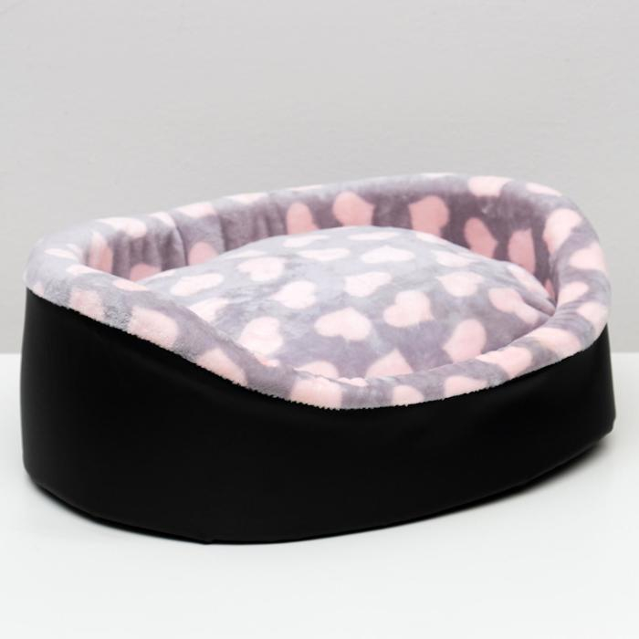 Лежанка  Лежанка "Оксфорд" №4, с мехом, 53 х 43 х 16 см микс цветов