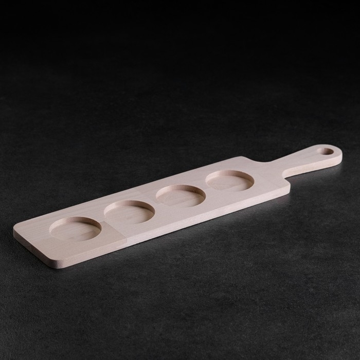 Доска для подачи с ручкой, 4 шота, 31х7х0,8 см, d=4 см, береза Доска для подачи с ручкой, 4 шота, 31х7х0,8 см, d=4 см, береза