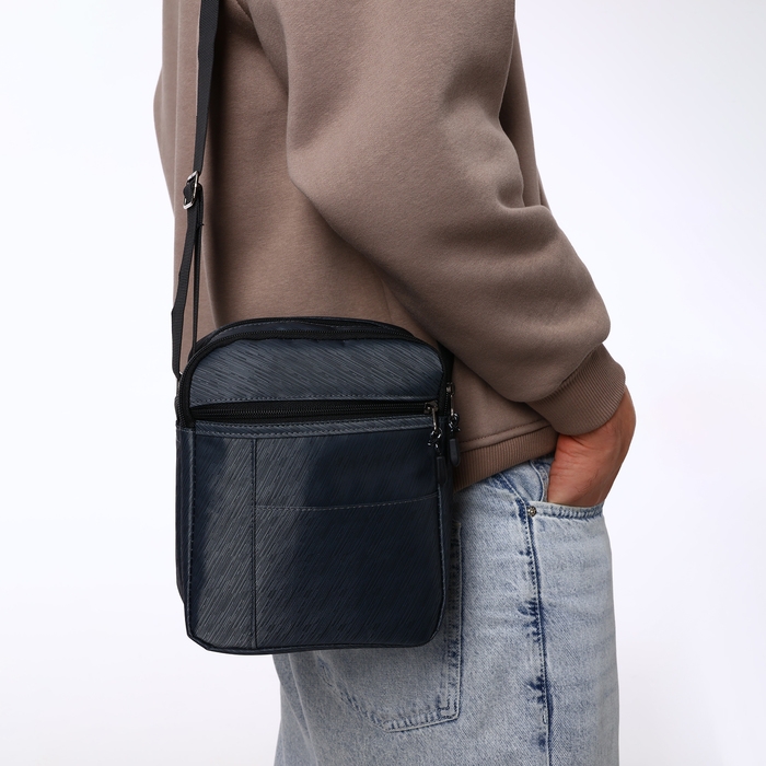 Сумка мужская на молниях, наружный карман, цвет серый Сумка мужская на молниях, наружный карман, цвет серый