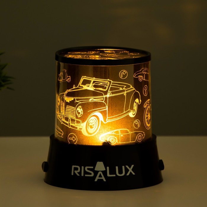 Ночник-проектор Ночник-проектор "Ретротехника" LED USB/от батареек черный 10,8х10,8х11,5 см RISALUX