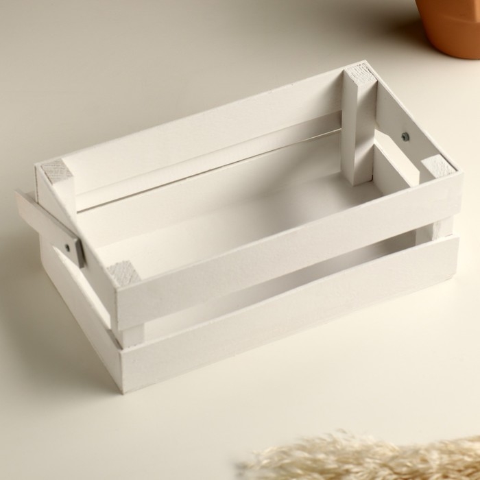 Кашпо деревянное 24.5×13.5×9 см "Двушка Лайт", двухреечное, белый Дарим Красиво