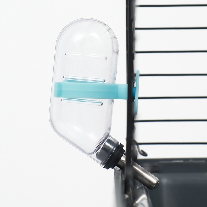 Поилка для грызунов с металлическим носиком, 60 мл, прозрачная с голубым крепление Поилка для грызунов с металлическим носиком, 60 мл, прозрачная с голубым крепление