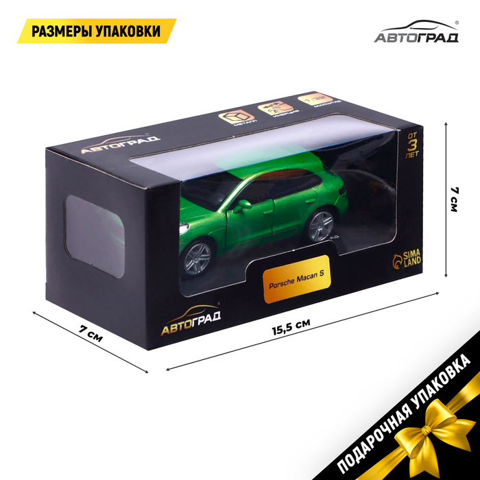 Машина металлическая PORSCHE MACAN S, 1:32, открываются двери, инерция, цвет зелёный Машина металлическая PORSCHE MACAN S, 1:32, открываются двери, инерция, цвет зелёный