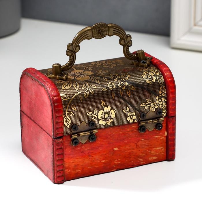 Шкатулка дерево сундучок с ручкой  Шкатулка дерево сундучок с ручкой "Незабудки" 7,3х9,5х7,5 см