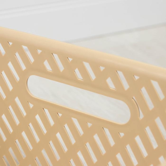 Корзина для хранения «Плетёнка», 35×29×17,5 см, бежевая Корзина для хранения «Плетёнка», 35×29×17,5 см, бежевая