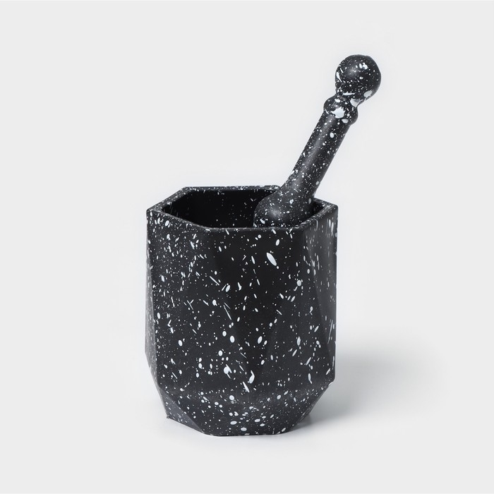 Ступка с пестиком «Грани», 10×18 см, цвет чёрный Ступка с пестиком «Грани», 10×18 см, цвет чёрный