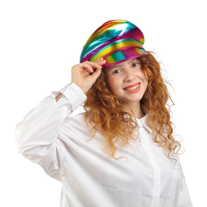 Карнавальная шляпа «Фуражка» радужная, с пайетками, р. 56–58 Карнавальная шляпа «Фуражка» радужная, с пайетками, р. 56–58