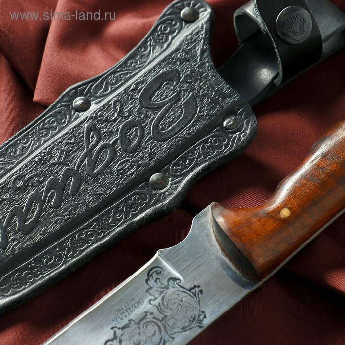 Нож кавказский, туристический Нож кавказский, туристический "Зодиак" с ножнами, сталь - 40х13, вощеный орех, 14.5 см