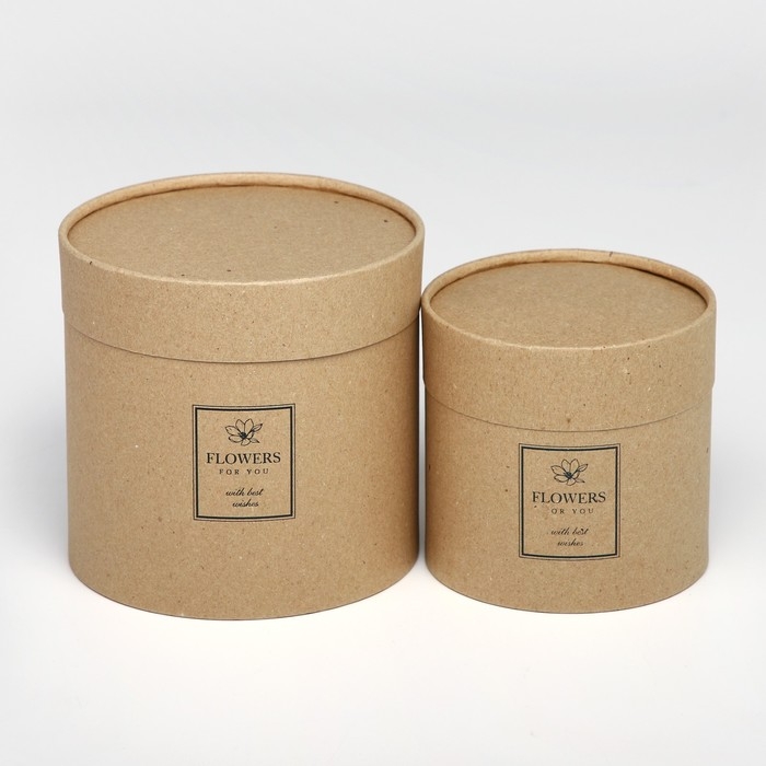 Набор шляпных коробок из крафта 2 в 1, упаковка подарочная, «Flowers», 12 х 12, 15 х 15 см Набор шляпных коробок из крафта 2 в 1, упаковка подарочная, «Flowers», 12 х 12, 15 х 15 см