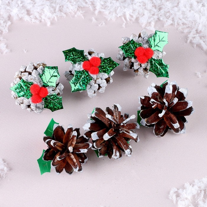 Новогодний набор «Шишка-ягодка», 6 шт Новогодний набор «Шишка-ягодка», 6 шт