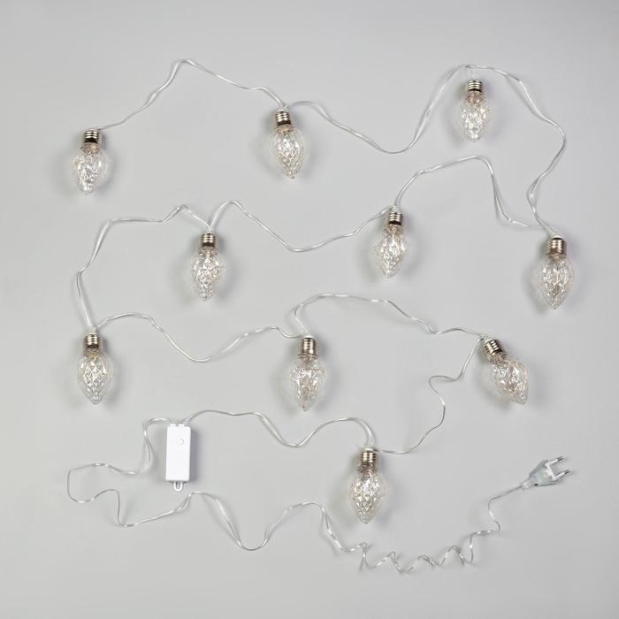 Гирлянда «Нить» 3 м с насадками «Лампочки шишки», IP20, прозрачная нить, 80 LED, свечение синее, 8 режимов, 220 В