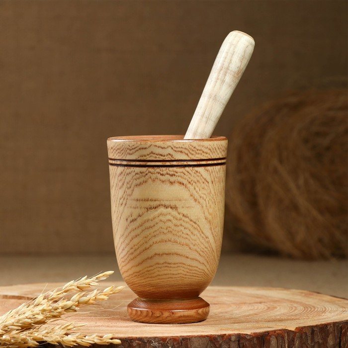 Набор: ступка с пестиком, ясень , 13 см, МИКС Набор: ступка с пестиком, ясень , 13 см, МИКС