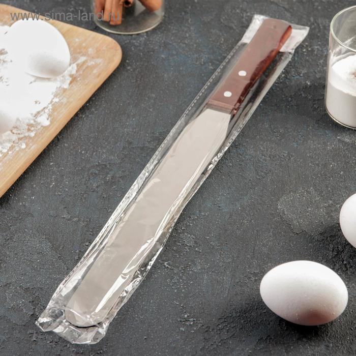 Кондитерская лопатка - палетка, прямая, 37,5 см, рабочая часть 25 см, цвет коричневый Кондитерская лопатка - палетка, прямая, 37,5 см, рабочая часть 25 см, цвет коричневый