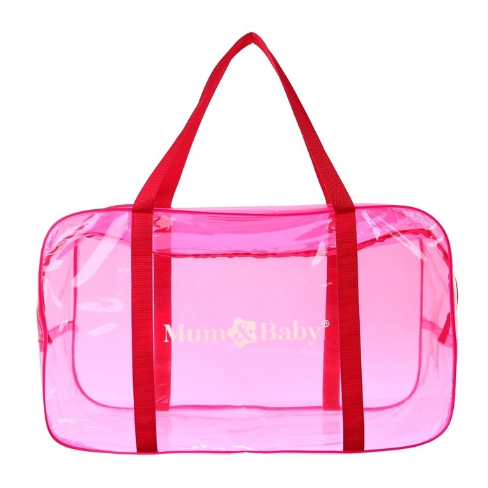 Сумка в роддом, размер 30х50х25 см, цветной ПВХ, цвет прозрачный/розовый, Mum&Baby Сумка в роддом, размер 30х50х25 см, цветной ПВХ, цвет прозрачный/розовый, Mum&Baby