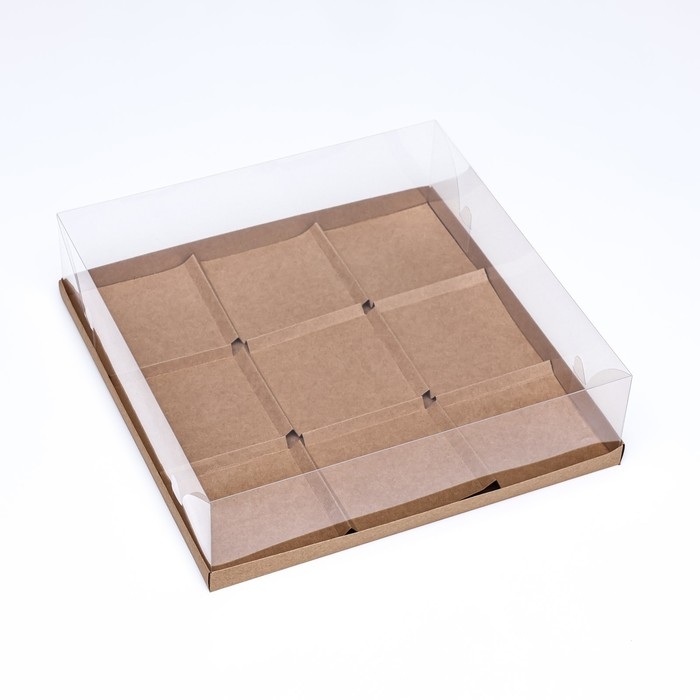 Коробка для муссовых пирожных 9 штук 30x30x8, Крафт Коробка для муссовых пирожных 9 штук 30x30x8, Крафт