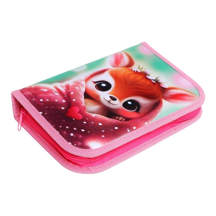 Пенал 1 секция 140 х 210 х 40 мм, откидной карман и косметичка, тканевый, Calligrata TOP Content  Пенал 1 секция 140 х 210 х 40 мм, откидной карман и косметичка, тканевый, Calligrata TOP Content "Олененок"