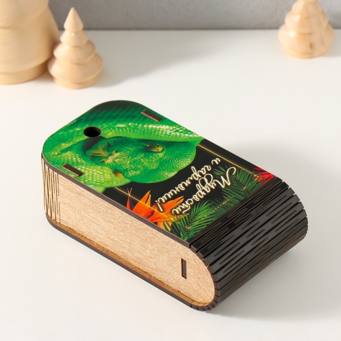 Новогодняя шкатулка  Новогодняя шкатулка "Змея. Тропики" 13х7х4 см