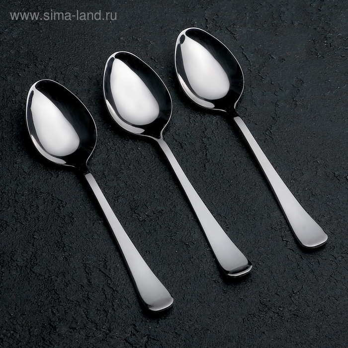 Набор чайных ложек &laquo;Росинка&raquo;, толщина 1,8 мм, на подвеске &laquo;Универсал&raquo;, 3 шт, цвет серебряный