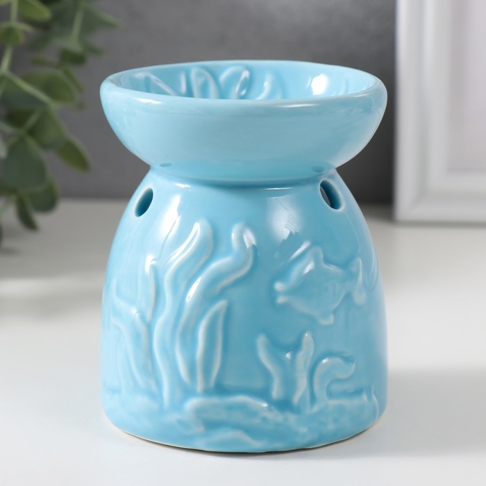 Аромалампа керамика Аромалампа керамика "Подводный мир" голубая 7,2х7,2х8,9 см