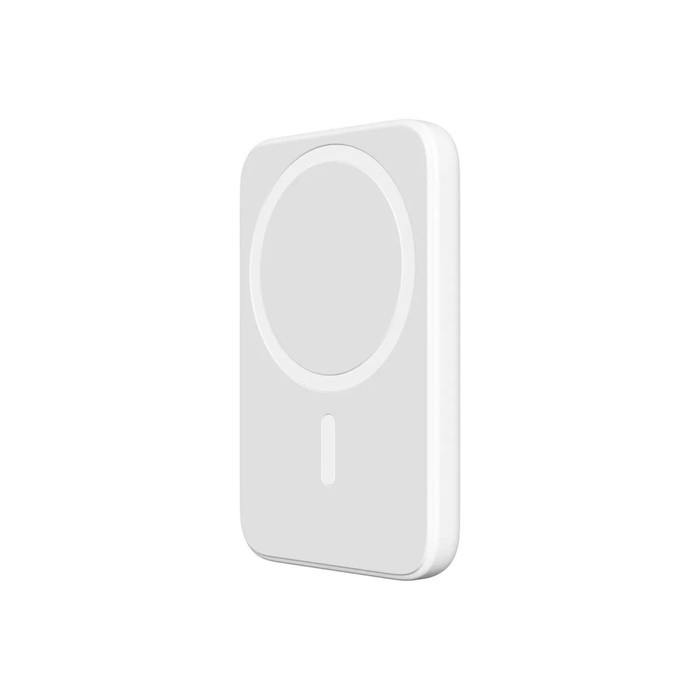 Внешний аккумулятор Barn&Hollis, 5000 мАч, 5В, Type-С, беспроводная зарядка, MagSafe, белый Внешний аккумулятор Barn&Hollis, 5000 мАч, 5В, Type-С, беспроводная зарядка, MagSafe, белый