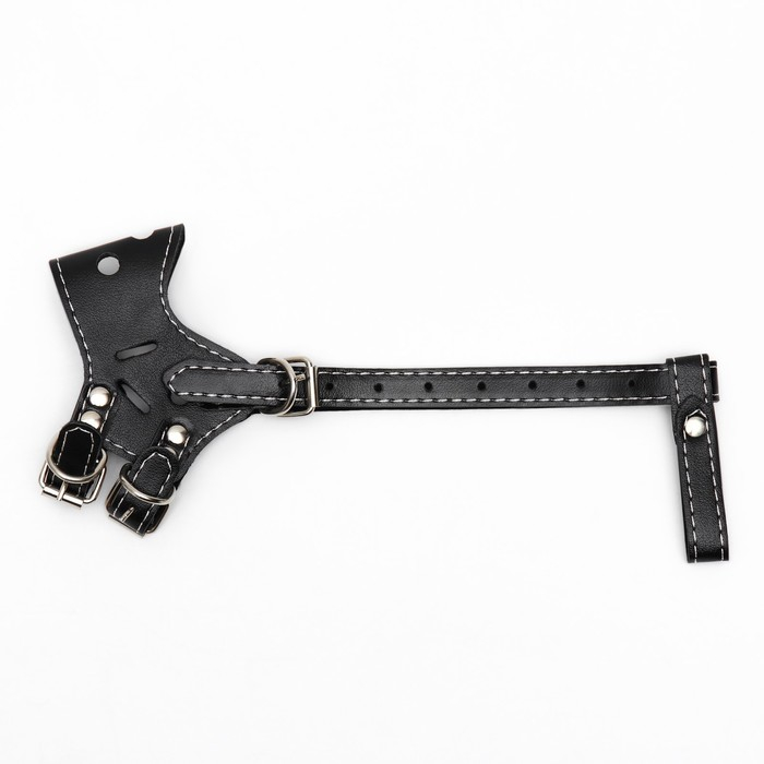 Намордник из прессованной кожи регулируемый, №2, ДН 5 см, ОМ 15-22 см, чёрный Намордник из прессованной кожи регулируемый, №2, ДН 5 см, ОМ 15-22 см, чёрный