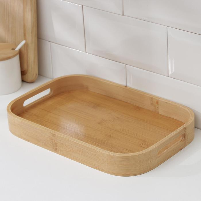 Поднос с ручками Доляна Striata, 33×22×4,8 см, бамбук Поднос с ручками Доляна Striata, 33×22×4,8 см, бамбук