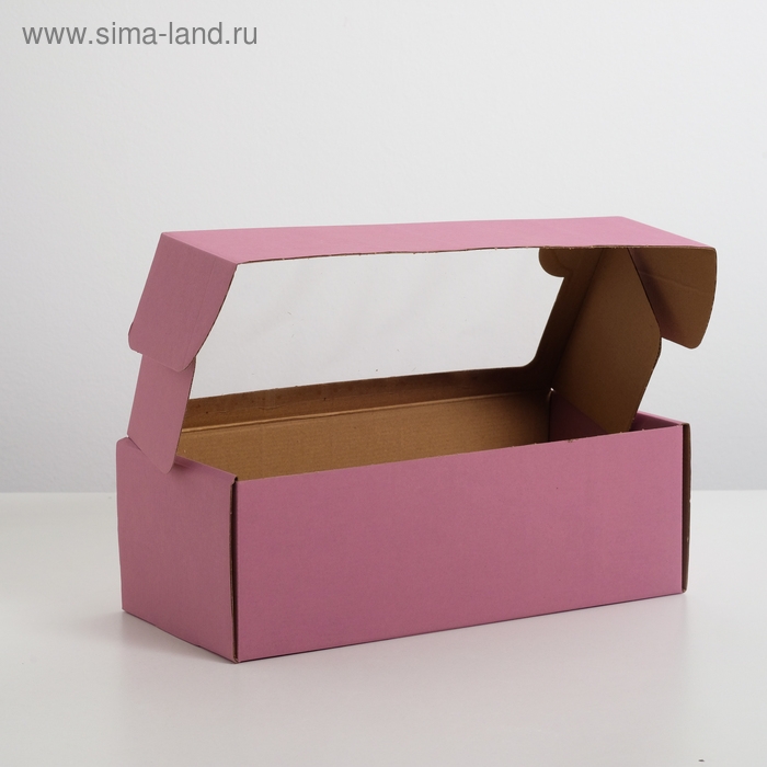 Коробка самосборная, с окном, сиреневая, 16 х 35 х 12 см МИКС Коробка самосборная, с окном, сиреневая, 16 х 35 х 12 см МИКС