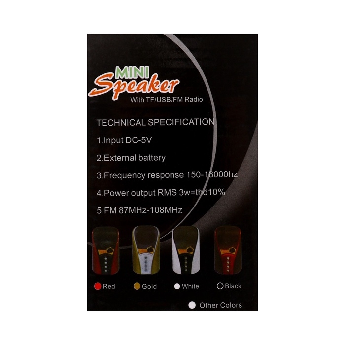 Портативная колонка  WS-133, 3 Вт, microSD, FM, USB, белая Портативная колонка  WS-133, 3 Вт, microSD, FM, USB, белая