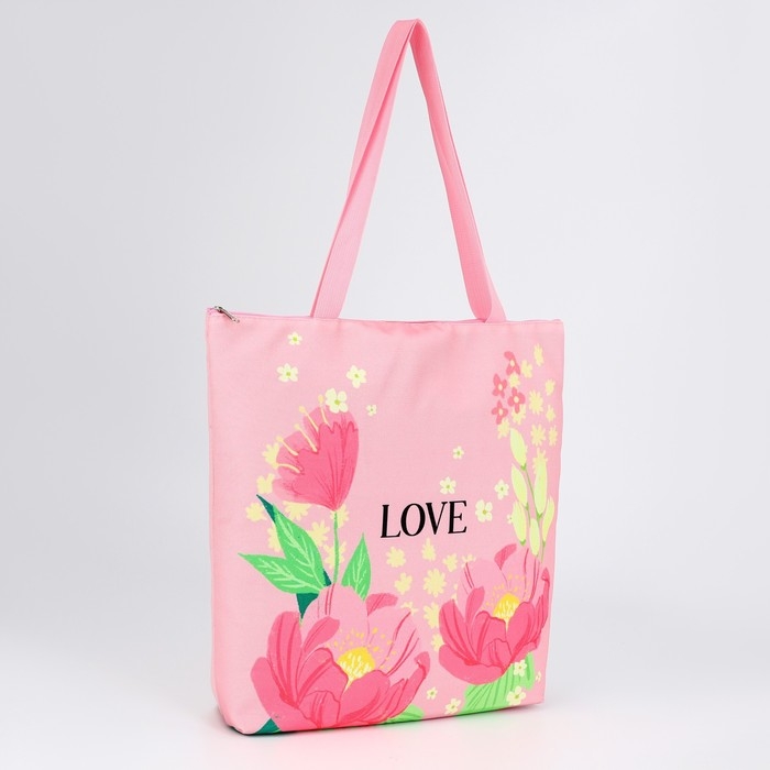 Шопер Love, на молнии, 37х32х10см Шопер Love, на молнии, 37х32х10см