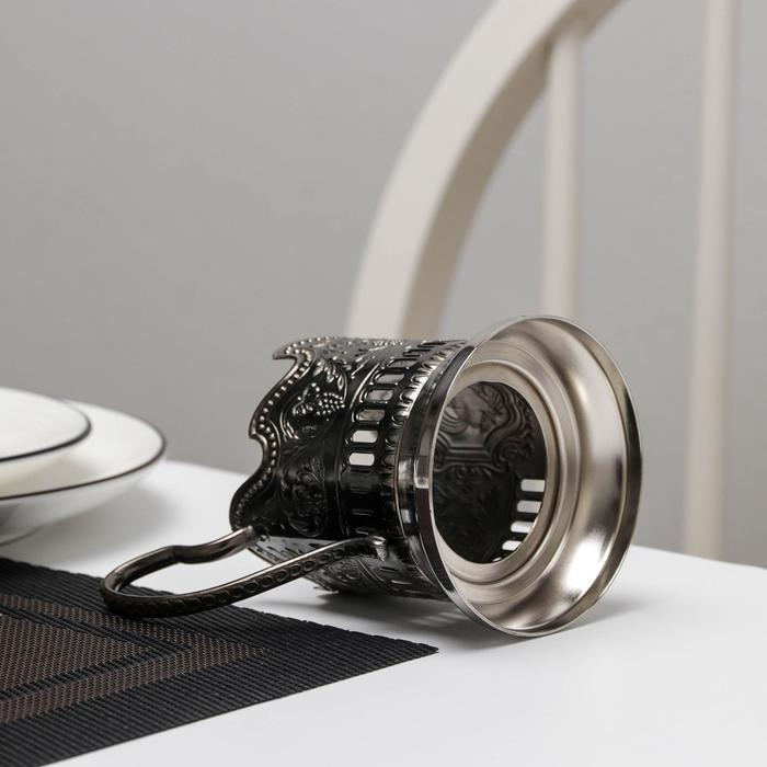 Подстаканник «Космос», d=72мм, никелированный, с чернением Подстаканник «Космос», d=72мм, никелированный, с чернением