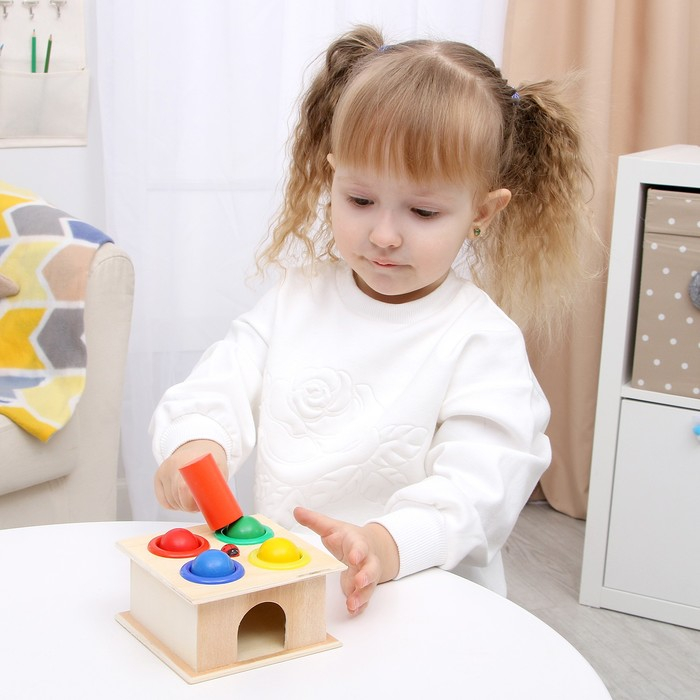 Стучалка квадратная  Стучалка квадратная "Божья коровка" 4 шарика: 3 см, молоточек