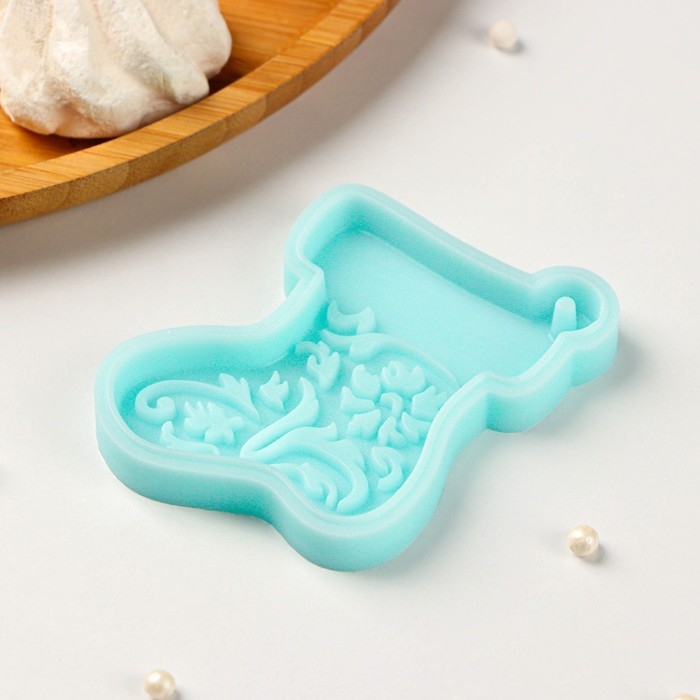 Силиконовый молд «Новогодний носок», 7×6×0,8 см, цвет бирюзовый Силиконовый молд «Новогодний носок», 7×6×0,8 см, цвет бирюзовый