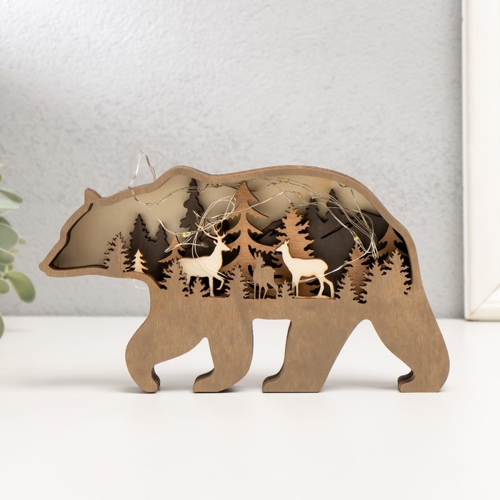 Сувенир дерево свет Сувенир дерево свет "Бурый медведь" 18х10 см