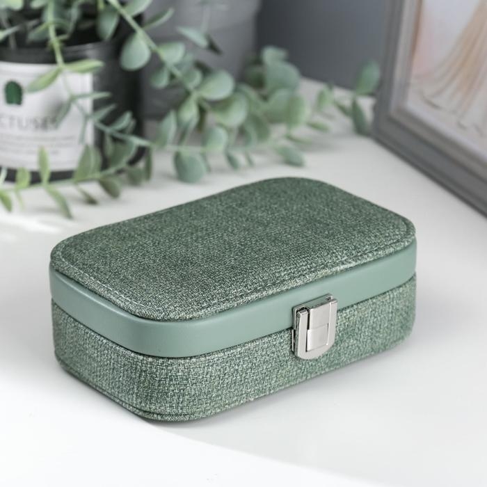 Шкатулка кожзам для украшений  Шкатулка кожзам для украшений "Зелёная" комбинированная 4,5х10х15 см