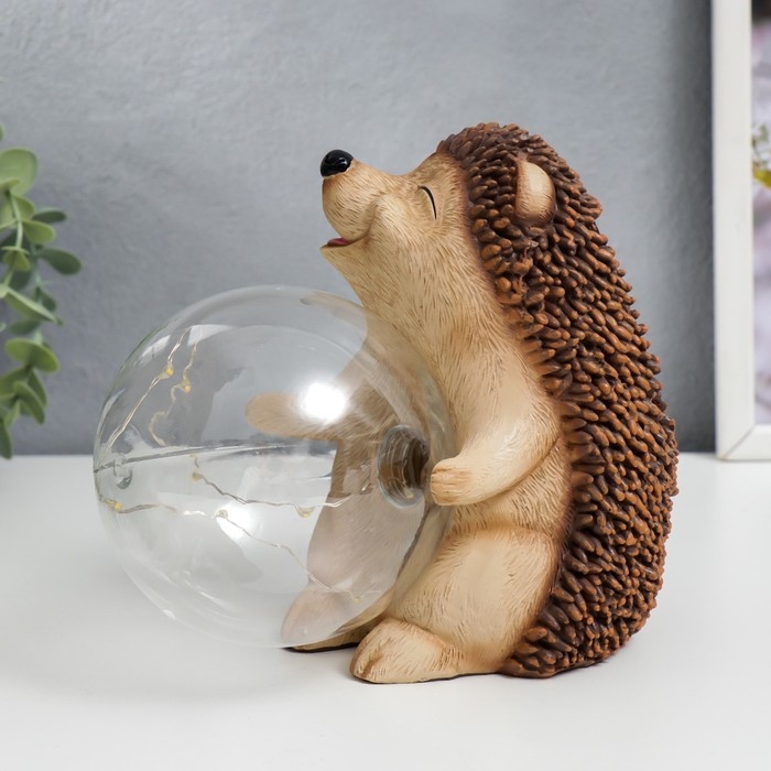 Сувенир полистоун свет  Сувенир полистоун свет "Ёжик и мыльный пузырь" от солнечной батареи 15,5х12х17 см