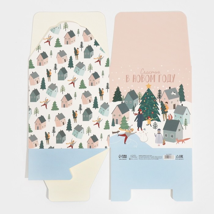 Коробка подарочная новогодняя складная «Город новогодний», 18 х 18 х 18 см, Новый год Коробка подарочная новогодняя складная «Город новогодний», 18 х 18 х 18 см, Новый год