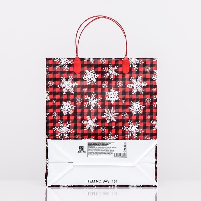Новый год. Пакет  Новый год. Пакет "Снежинка в клеточку", мягкий пластик, 26х23 см.