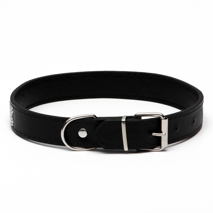 Ошейник Ошейник "Косточки" морозостойкий украшенный, 52 х 2,5 см, ОШ 37-47 см, чёрный