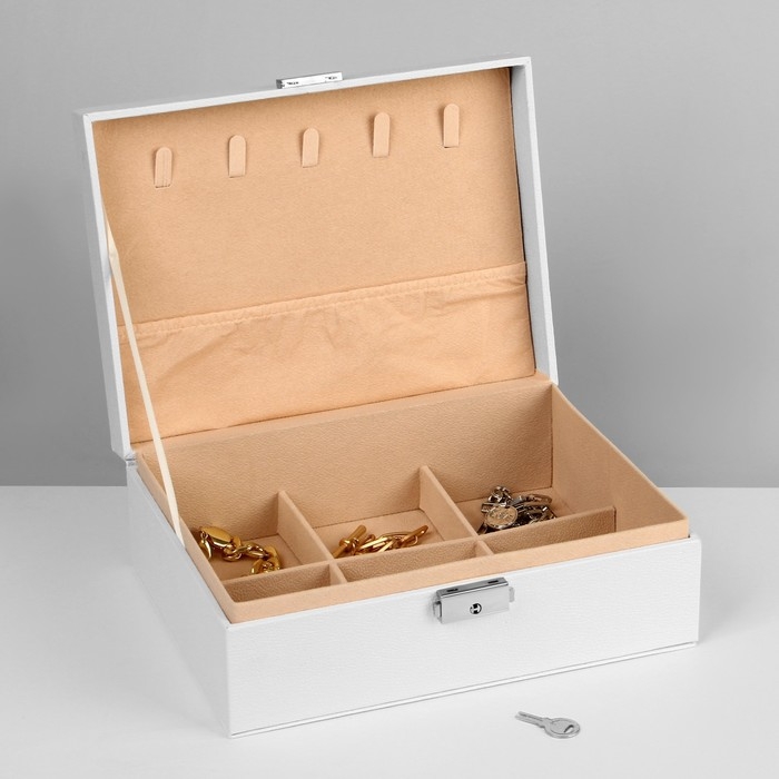 Подставка для украшений «Шкатулка» съёмная подставка, 17×23×8,5 см, цвет белый Подставка для украшений «Шкатулка» съёмная подставка, 17×23×8,5 см, цвет белый