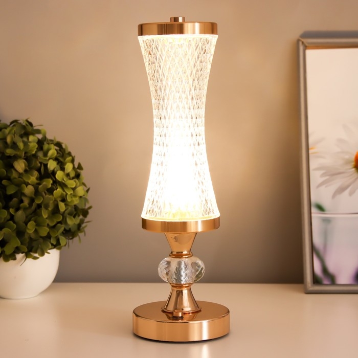 Настольная лампа сенсорная Настольная лампа сенсорная "Билди" LED 3Вт 3000-6000К USB АКБ диммер золото 9,5х9,5х29,5 см 102220