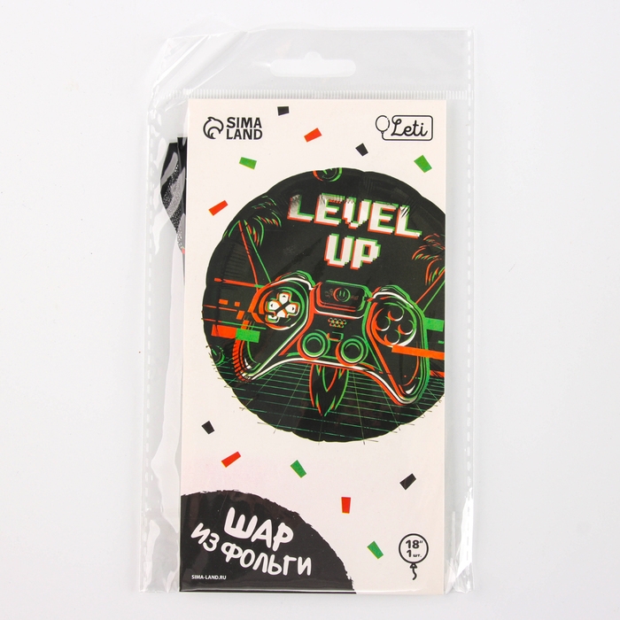 Воздушный шар фольгированный 18 Воздушный шар фольгированный 18" «Левел ап» круг, с подложкой