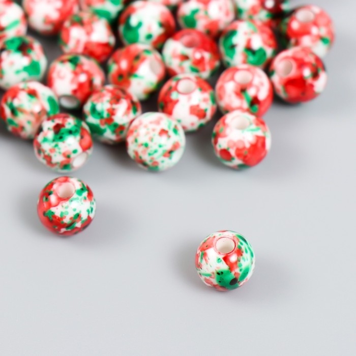 Бусины для творчества пластик Бусины для творчества пластик "Брызги краски. Красный и зелёный" набор 20 гр 1х1 см