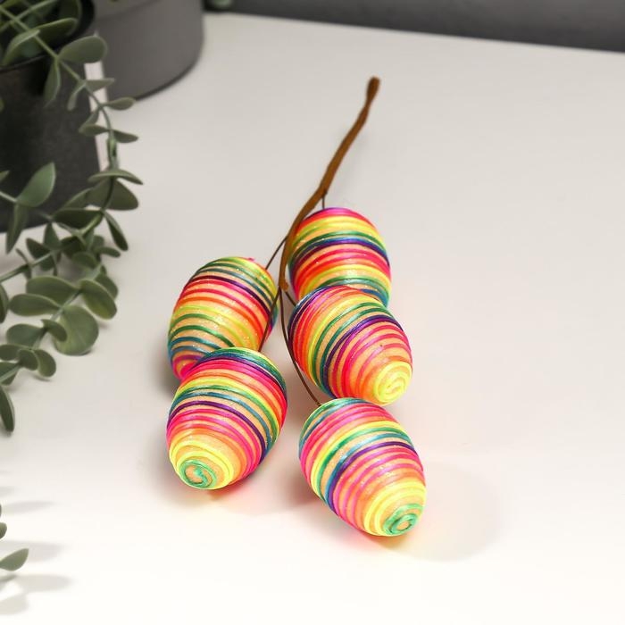 Декор пасхальный на палочке  Декор пасхальный на палочке "Яйцо полосатое" набор 5 шт яйцо 4х6 см 29 см