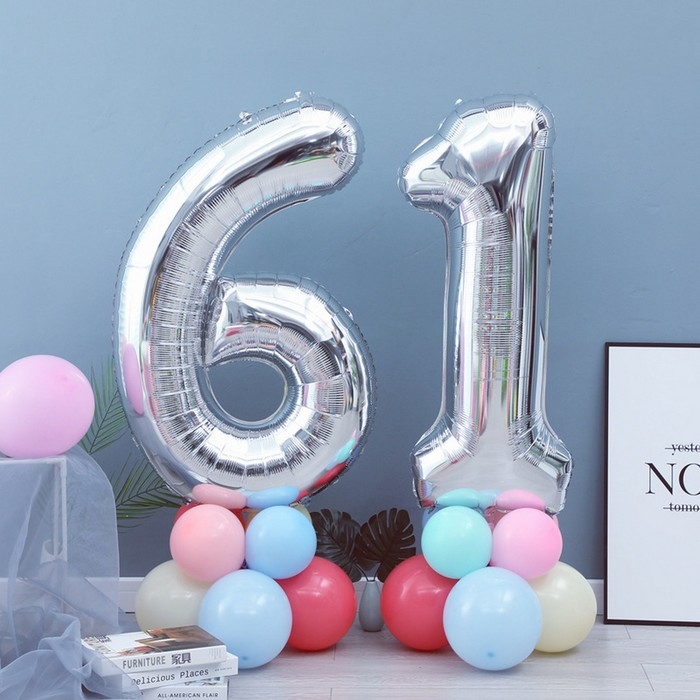 Шар фольгированный 40 Шар фольгированный 40" Цифра 1, цвет серебряный