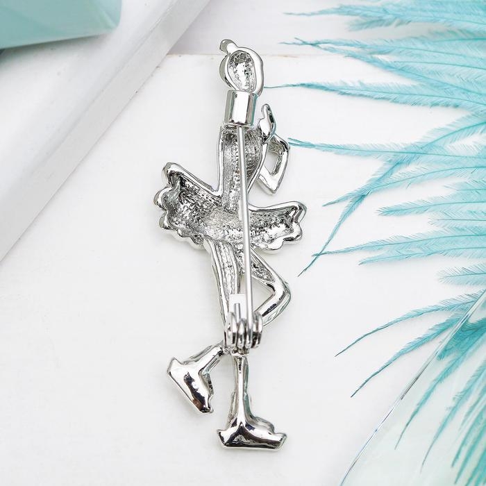 Брошь «Фигуристка», цвет белый в серебре Брошь «Фигуристка», цвет белый в серебре