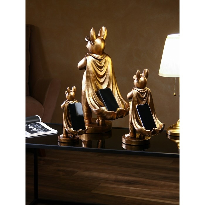 Набор подставок для мелочей «Бульдог стоящий», полистоун, 58 см, цвет золото Набор подставок для мелочей «Бульдог стоящий», полистоун, 58 см, цвет золото