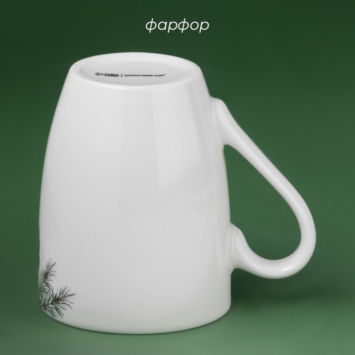 Кружка для чая фарфоровая Доляна «Рождественский вечер», 330 мл, цвет белый Кружка для чая фарфоровая Доляна «Рождественский вечер», 330 мл, цвет белый