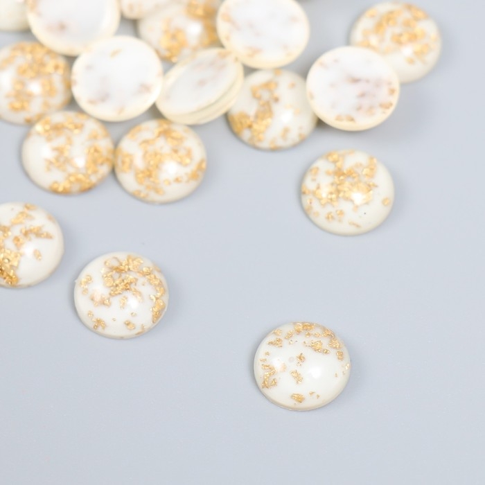 Декор для творчества пластик Декор для творчества пластик "Кружок с поталью" белый набор 30 шт 1х1х0,5 см